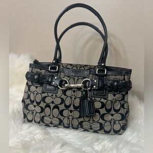 Coach Black and Gray Signature Tote Bag